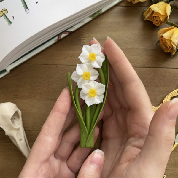 White Narcissus Brooch