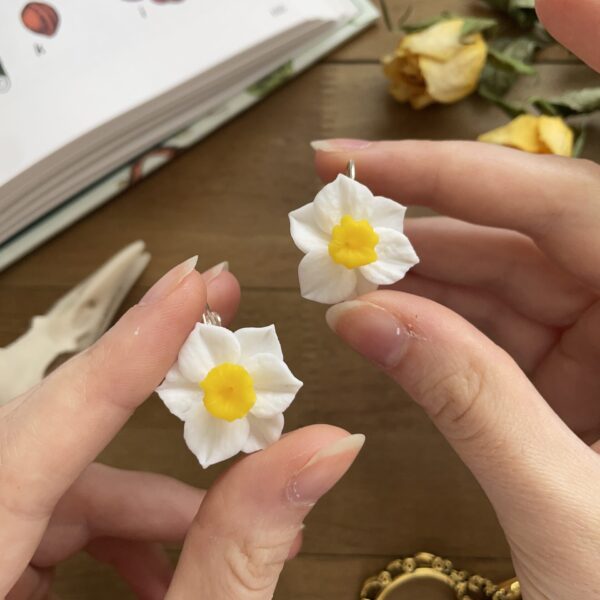 White Narcissus Earrings