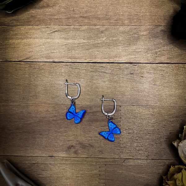 Handmade Blue Butterfly Earrings - Unique Polymer Clay Jewelry