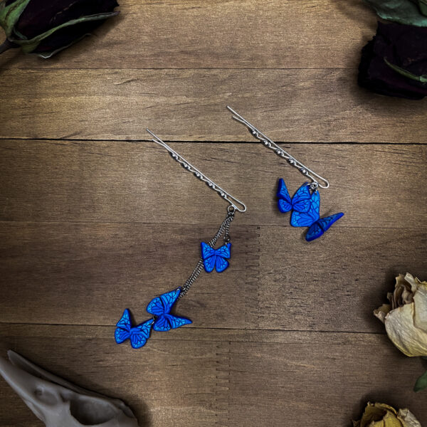 Handmade Blue Butterfly Bobby Pins for Elegant Styling