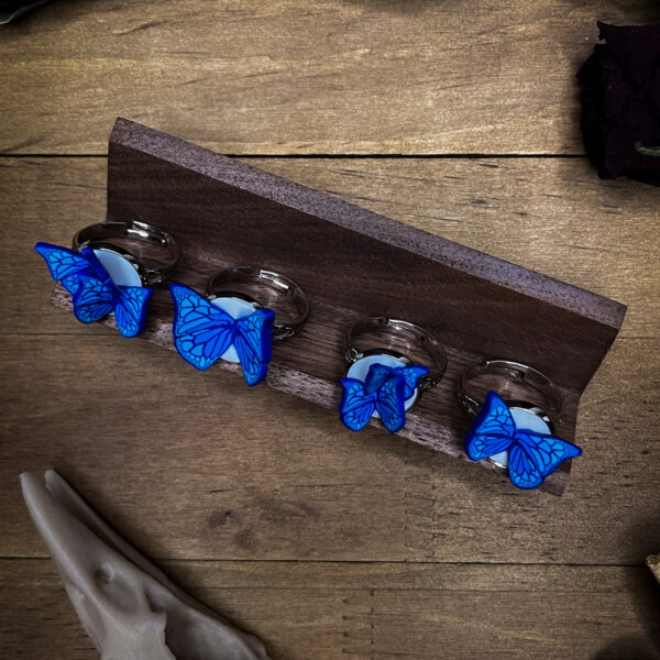 Handmade Blue Butterfly Rings - Unique Polymer Clay Jewelry