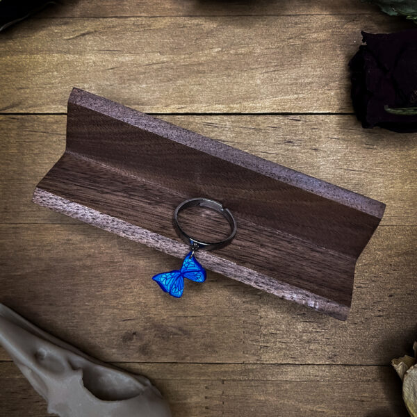 Handmade Blue Butterfly Ring - Unique Polymer Clay Jewelry