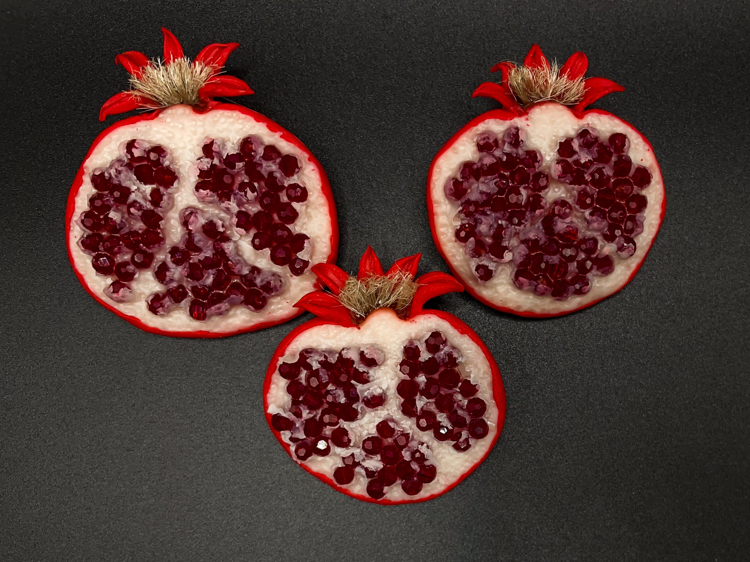 Handmade Garnet Pomegranate Brooch