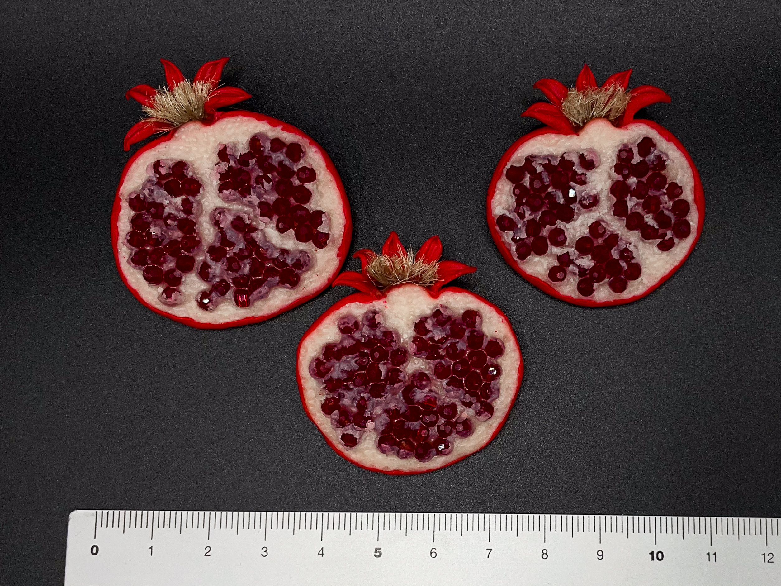 Handmade Garnet Pomegranate Brooch - Image 3