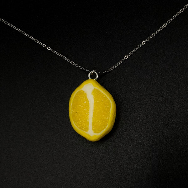 Realistic Lemon Slice Pendant Necklace – Handmade from Polymer Clay