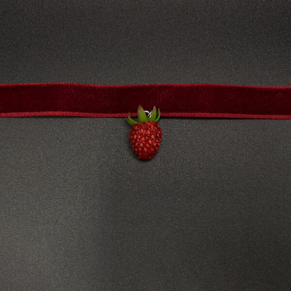 Handmade Velvet Choker with Strawberry Charm