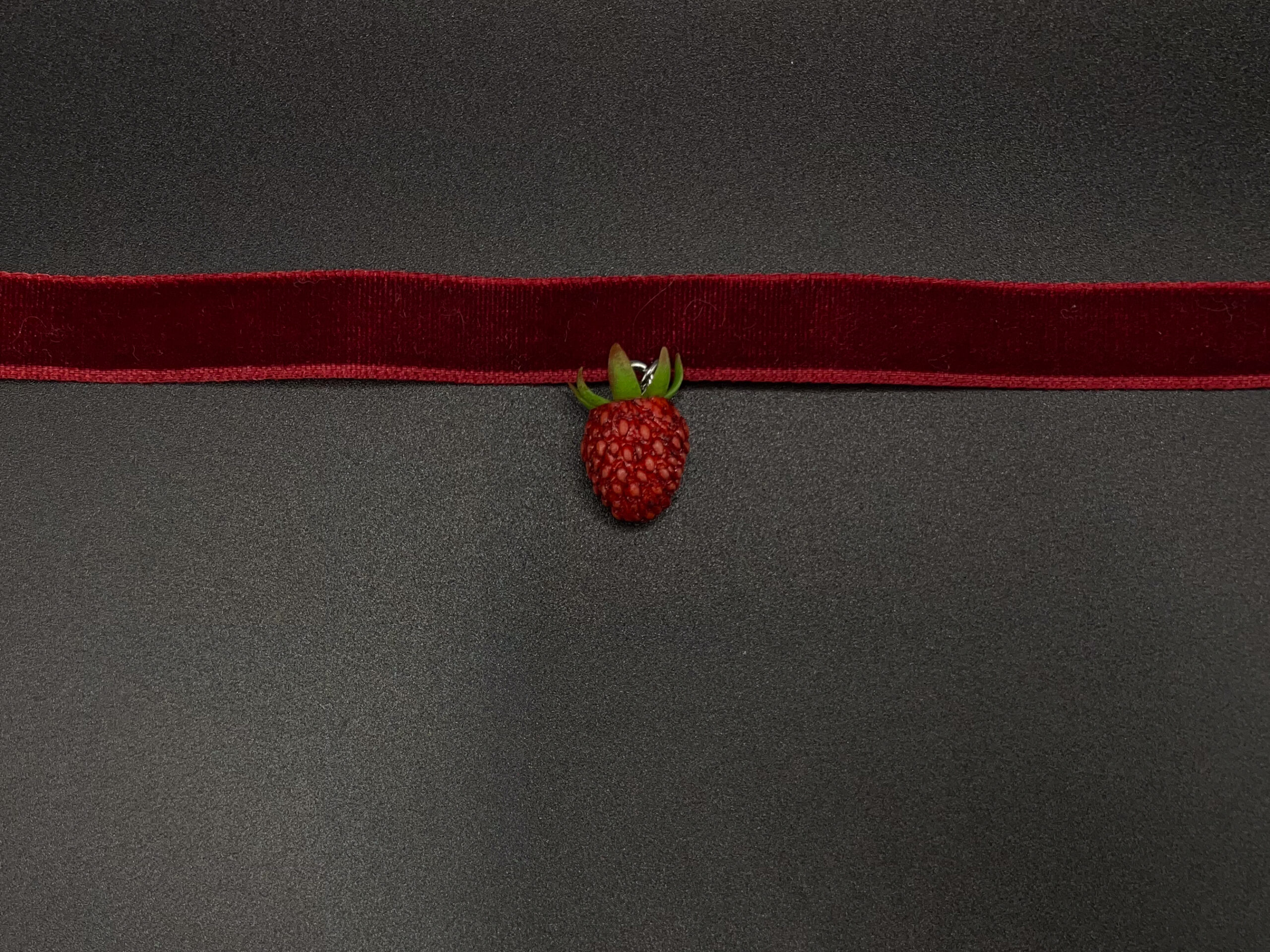 Handmade Velvet Choker with Strawberry Charm