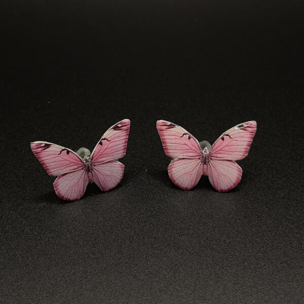 Delicate Pink Butterfly Stud Earrings - Handmade Jewelry