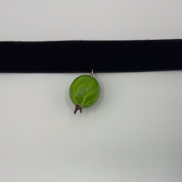Handmade Green Gooseberry Choker with Velvet Ribbon