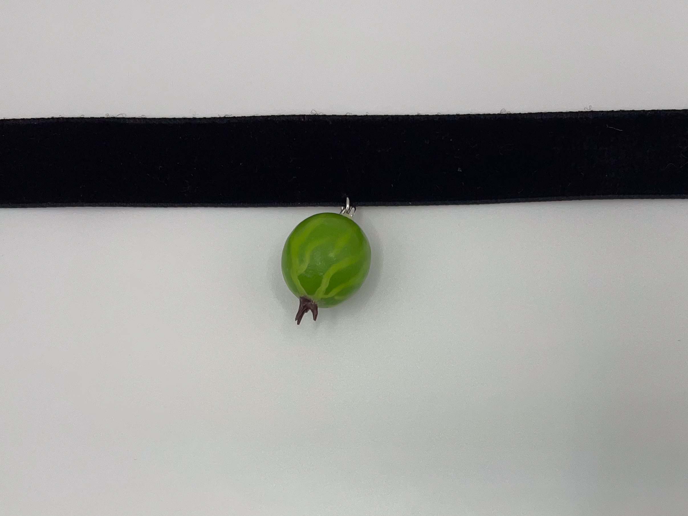 Handmade Green Gooseberry Choker with Velvet Ribbon