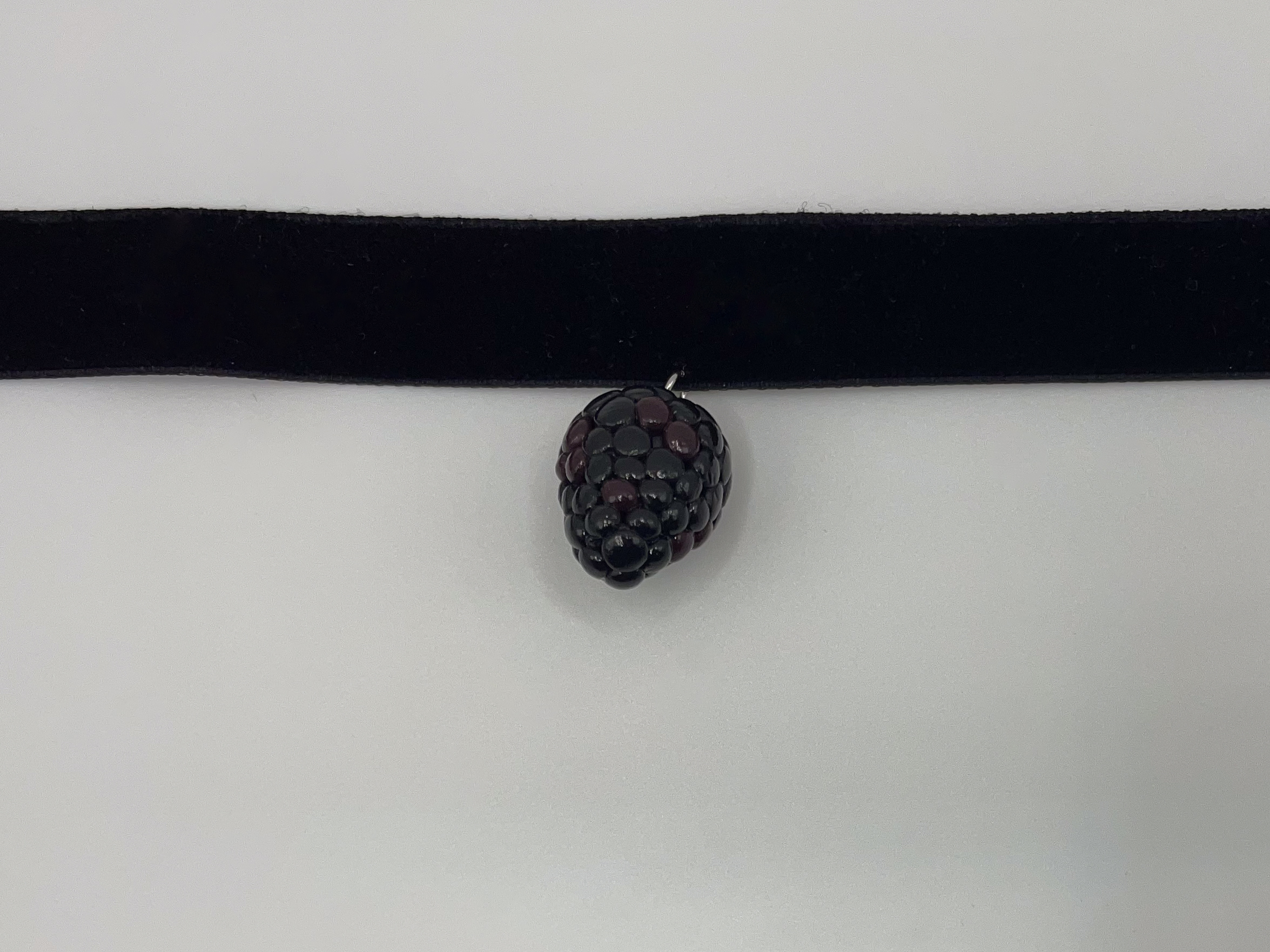 Handcrafted Blackberry Pendant Necklace in Velvet