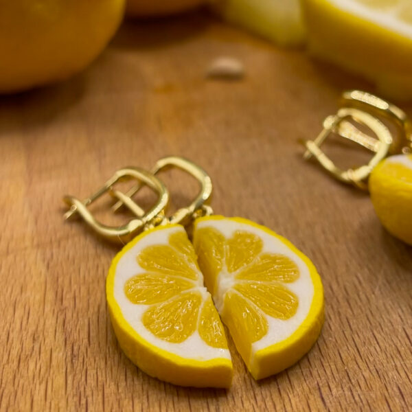 Realistic Lemon Slice Earrings